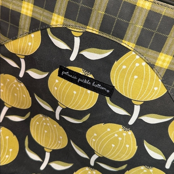 Petunia Pickle Bottom Yellow and Black Floral Bag backpack tote boho storage main image 5